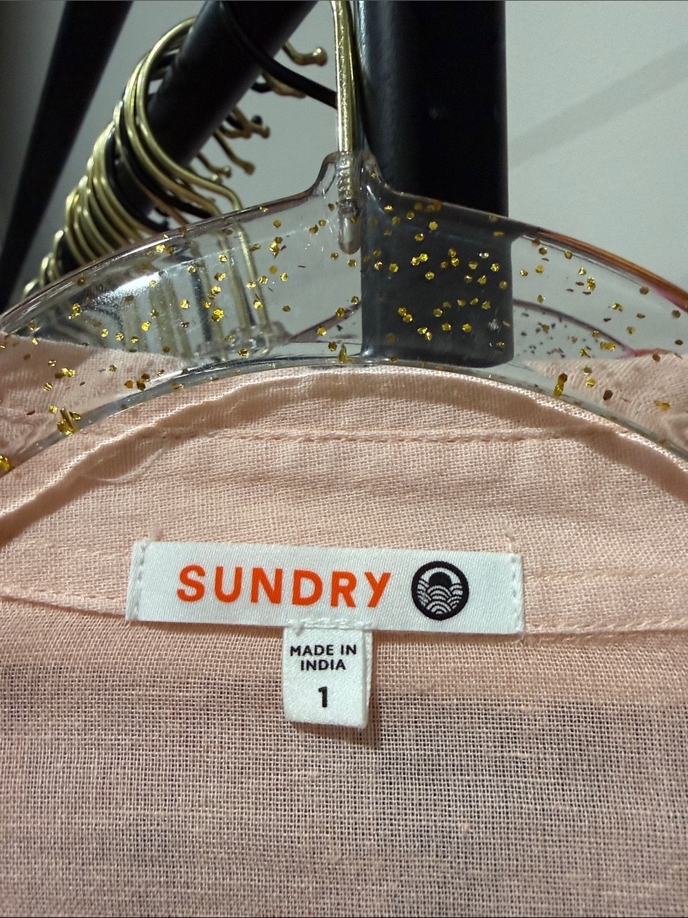 Sundry Light Pink Button-Down Shirt with Positive Message Back - Picture 6 of 7